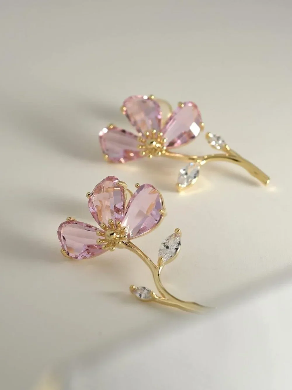 Stunning Crystal Flower Statement Drop Dangle Earrings for Women - Elegant